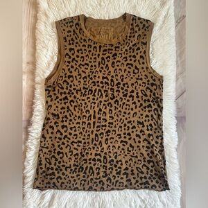 Nili Lotan Tank Top Leopard Animal print Sz Small 100% Cotton Stretch casual
